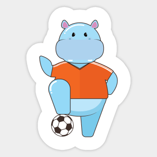 Hippo as Soccer player with Soccer ball Sticker